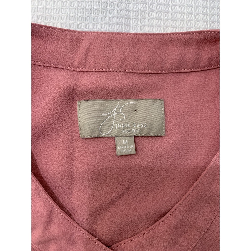 (G-223)Joan Vass New York Womens Pink Blouse Size M Long Sleeve Button Front 100 - Picture 7 of 8